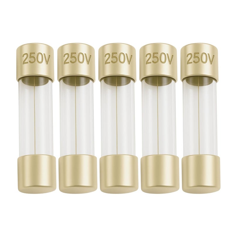 TECKMAN 20A (20 Amp) GMA Glass Fuses, 5x20mm (0.20 x 0.79inches), 250V Fast-Blow, Fast Acting Fuses for Electronics, Appliances, and Circuit Protection, 5 Pack - Image 1
