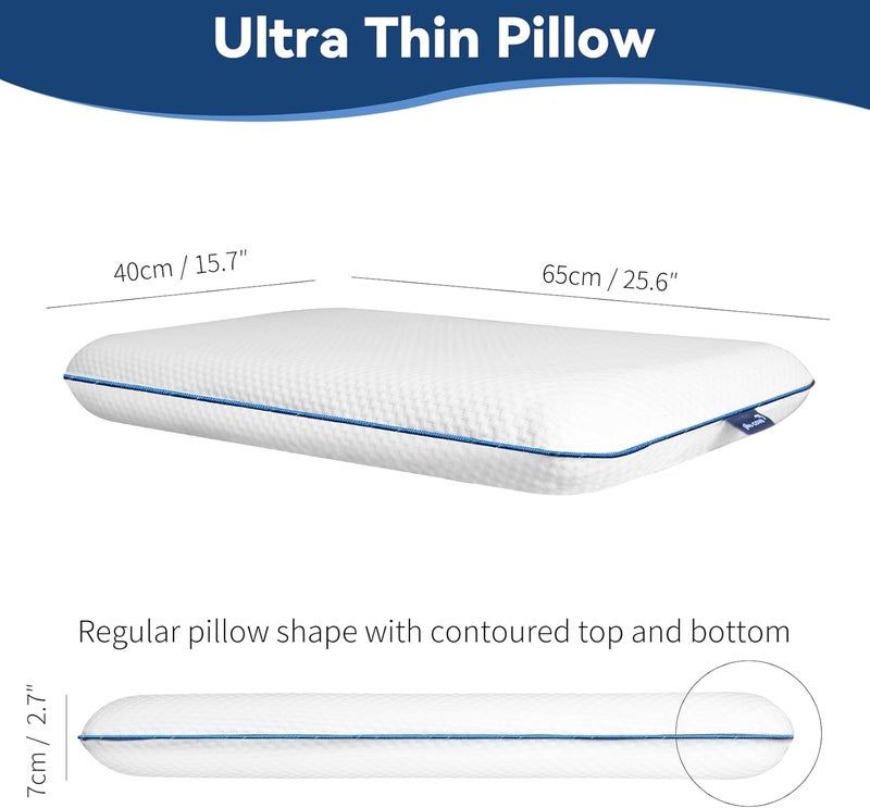 Ultra Slim Thin Premium Memory Foam Flat Pillow for Stomach and Back Sleepers - 2.7 Inch Low Profile Design - Image 3