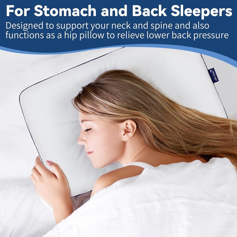 Ultra Slim Thin Premium Memory Foam Flat Pillow for Stomach and Back Sleepers - 2.7 Inch Low Profile Design - Image 2