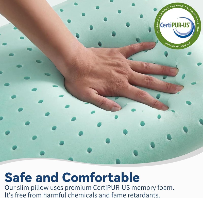 Ultra Slim Thin Premium Memory Foam Flat Pillow for Stomach and Back Sleepers - 2.7 Inch Low Profile Design - Image 5
