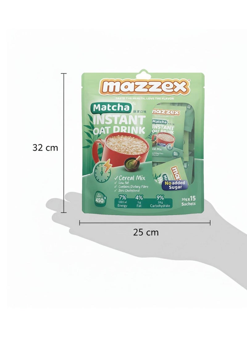 Mazzex instant oat drink Matcha Green Tea Powder 30g x 15 Sachets, 450g pack | Japanese Matcha Drink | 100% Plant-Based, Ceremonial Grade, Antioxidant-Rich, Sugar-Free | Healthy Matcha Beverage for Kids & Adults - Image 4