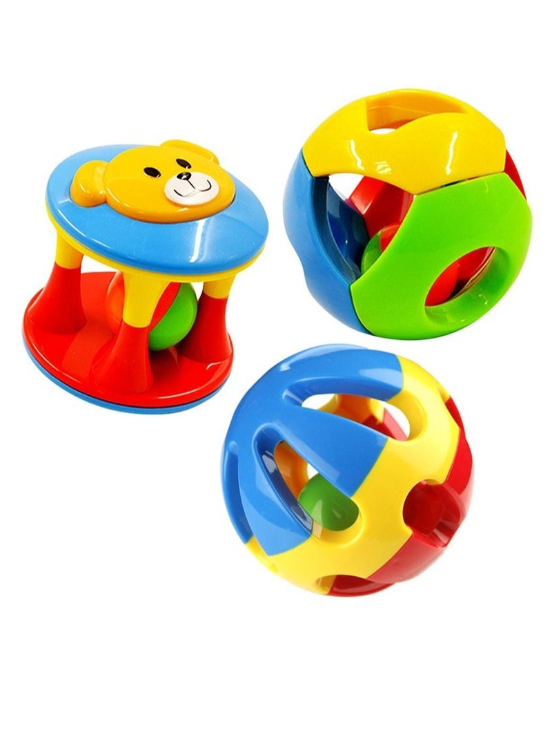 Soofam 3 Piece Rattle and Teether Toy Kids Teething Rattle Rocking Soft Touch Funny Toy for Babies - Image 1