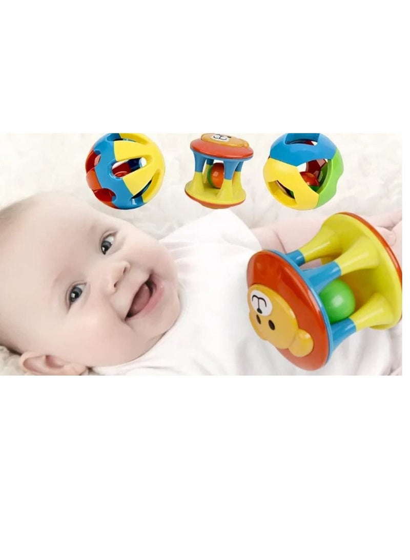Soofam 3 Piece Rattle and Teether Toy Kids Teething Rattle Rocking Soft Touch Funny Toy for Babies - Image 5