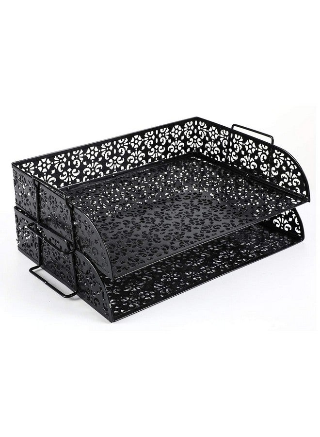 EasyPag 5Piece Desk Organizer Accessories Set 2 Tier Desk Trayletter Sorter Pen Holderbusiness Card Holder And Stick Note Holder Black - Image 4