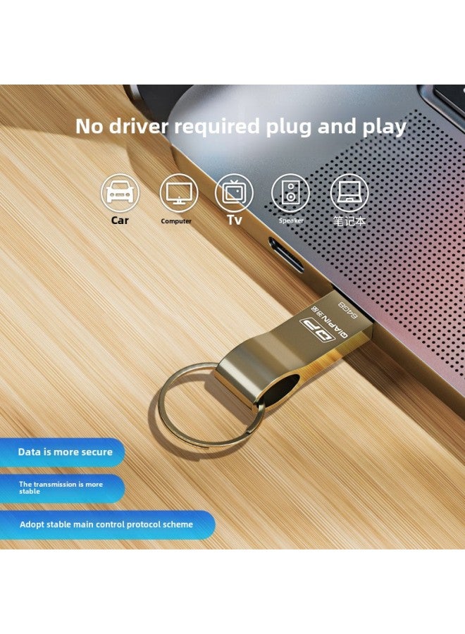 Key Ring Metal U Disk Printed Logo Bidding Gift USB Flash Disk Ordered Key Ring U Disk 32G 64G 128G Wholesale-Color:Silver-Capacity:USB2.0 64GB - Image 3