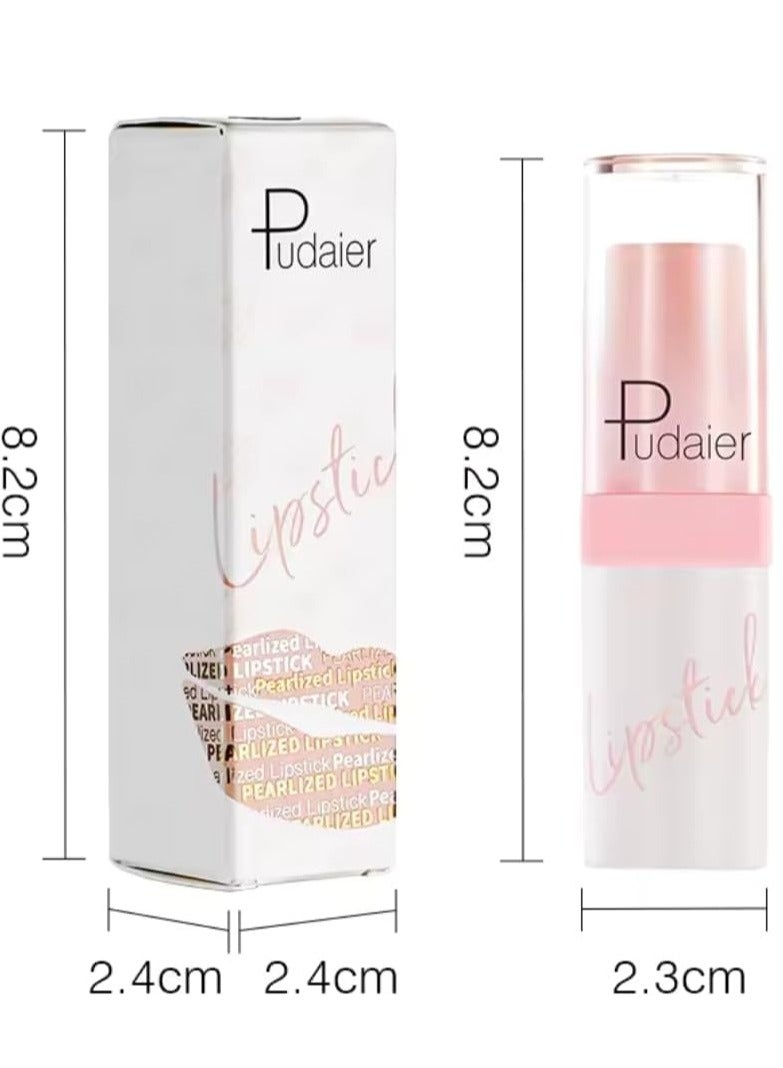 pudaier أحمر شفاه لؤلؤي بريق الماس أحمر شفاه غير لامع طويل الأمد مقاوم للماء برونزي معدني لمسة لامعة ذهبية برونزية براق صبغة شفاه عالية الصبغة غير لاصقة تغطية كاملة بلسم شفاه ملون 04 - Image 4