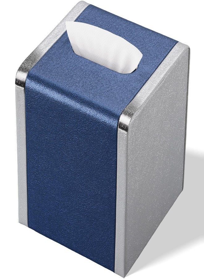 LADSTAG Blue Tissue Box Cover Square with Magnetic Closure, PU Leather Tissue Box Holder for Bathroom NightStands Livingroom, Decorative Modern Square Tissue Holder - Image 1