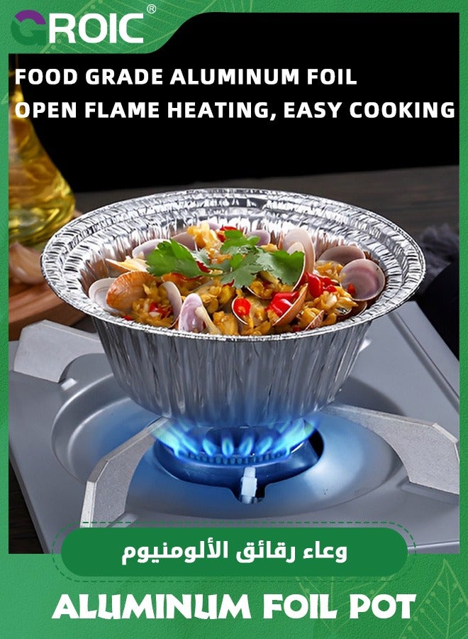 GROIC 10 عبوات 18*18*6.5 سم قوالب خبز ألومنيوم للاستخدام مرة واحدة مع أغطية، قوالب خبز ألومنيوم للاستخدام مرة واحدة، قوالب خبز ألومنيوم للخبز الفردي، الكعك، رغيف اللحم، قوالب خبز أدوات طهي للاستخدام مرة واحدة - Image 4