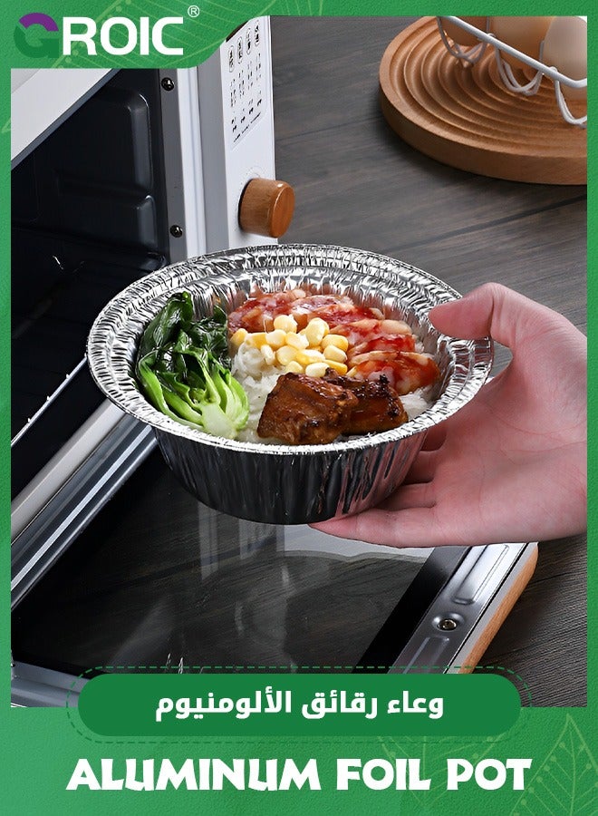 GROIC 10 عبوات 18*18*6.5 سم قوالب خبز ألومنيوم للاستخدام مرة واحدة مع أغطية، قوالب خبز ألومنيوم للاستخدام مرة واحدة، قوالب خبز ألومنيوم للخبز الفردي، الكعك، رغيف اللحم، قوالب خبز أدوات طهي للاستخدام مرة واحدة - Image 5