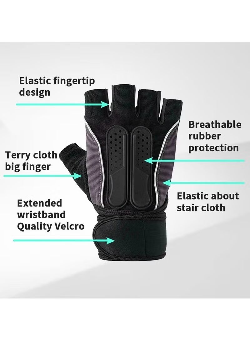 Cuken Weight Lifting Gloves, Workout Gloves for Men and Women, Gym Hand Gloves, Cycling Gloves with Non-Slip and Wrist Support Adjustable Velcro Strap, Suitable for Fitness Weightlifting Cycling (Black) - Image 2