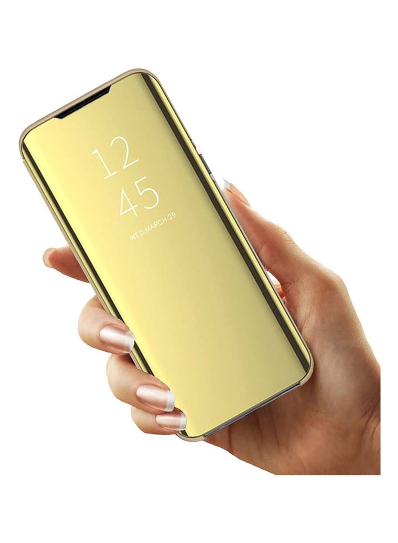 For Samsung Galaxy A8 Plus (2018) Clear View Flip Case , Without Sensor , Stand Watching Position , Mirror Full Protection Cover Compatible With Samsung Galaxy A8 Plus (2018) (6.0) (Gold) - Image 4
