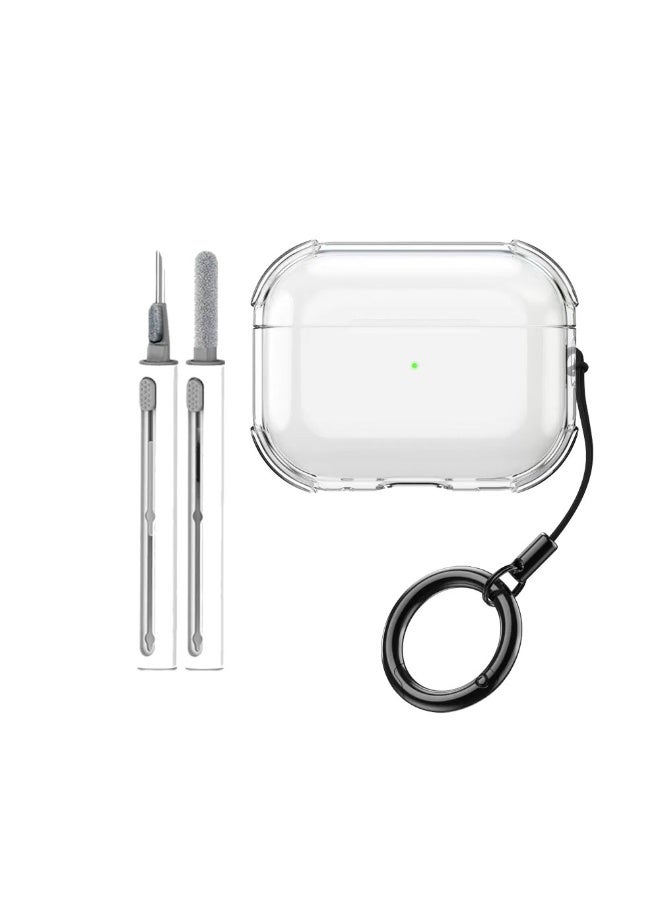 مناسبة لغطاء حماية AirPods Pro 3، غطاء شفاف من TPU ناعم لـ AirPods Pro 3، يأتي مع مجموعة أدوات تنظيف وسلسلة مفاتيح. شفاف. - Image 1