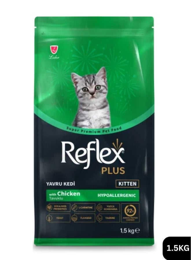 REFLEX Kitten Food Chicken 1.5Kg – Premium Dry Cat Food for Kittens, Omega 3 & 6, Immune & Growth Support - Image 1