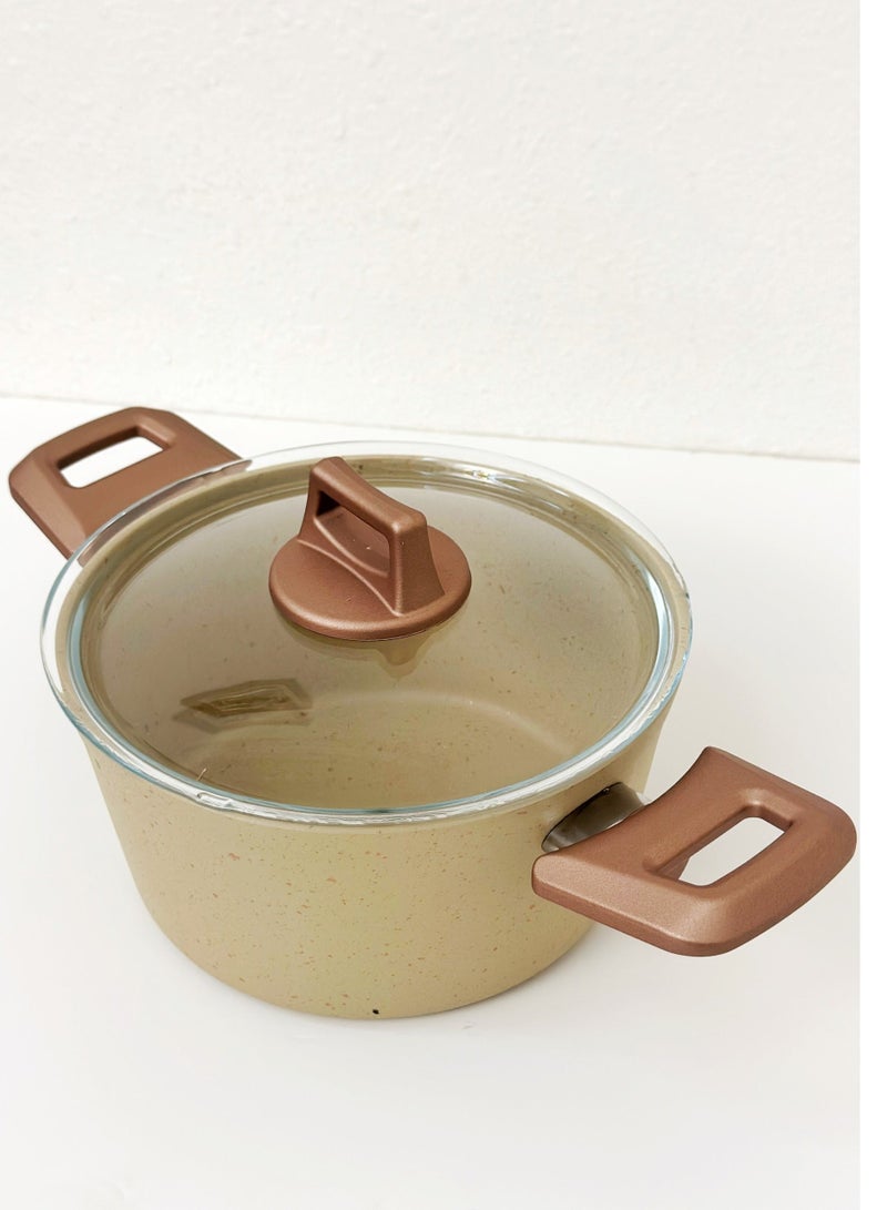 قدر جرانيت 20سم غير لاصق غطاء زجاج تركي - Image 2