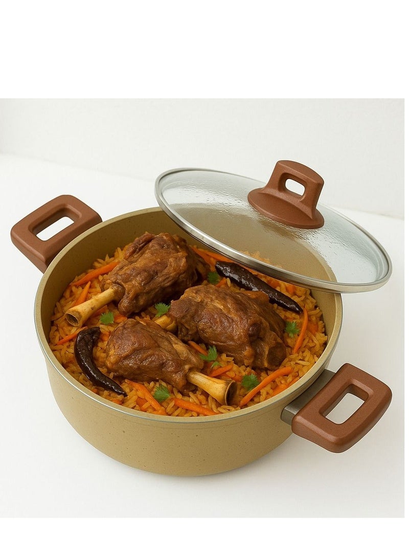 قدر جرانيت 20سم غير لاصق غطاء زجاج تركي - Image 1