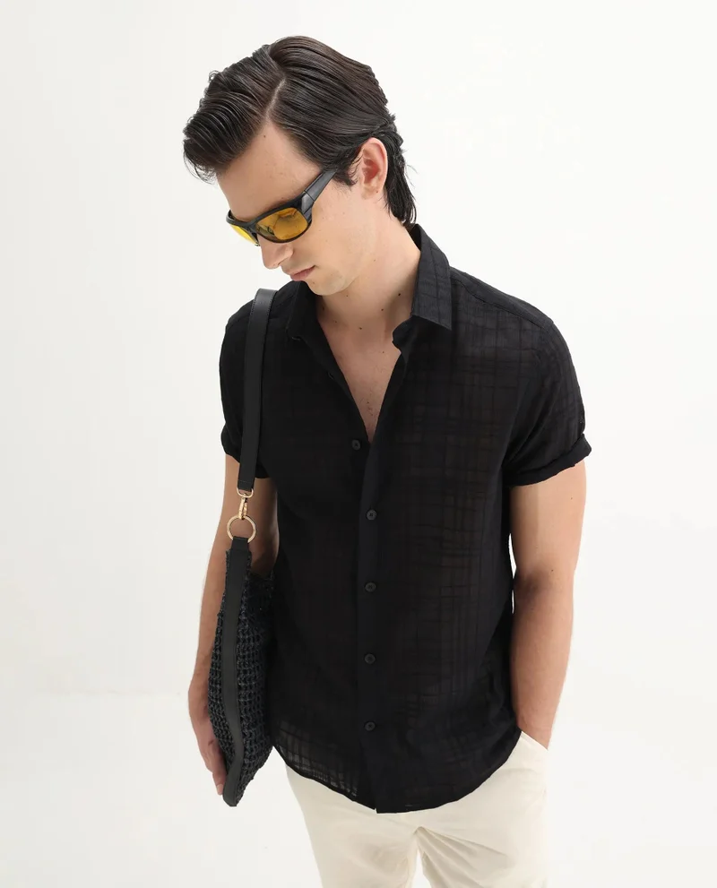 Rare Rabbit Men's Regular Fit Checked Shirt