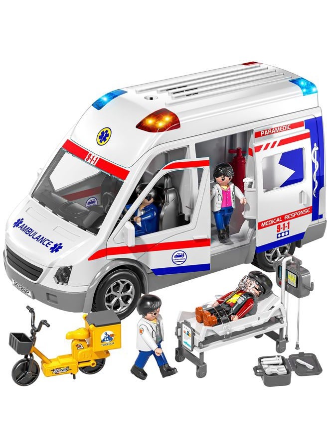 TEMI Ambulance Toy for Kids 3 4 5 6 7 8 Years Old Friction Powered Truck with Light and Sound Emergency Vehicle Toys for Boys Girls Gifts for Age 3-12 Boys Girls - Image 1