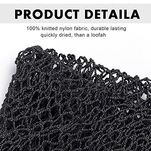 JASSINS African Net Long Bath Net Sponge,JASSINS Bathing Body Exfoliating Shower Body Back Scrubber Skin Smoother,Stretch Length to 66 INCH (Black) - Image 2