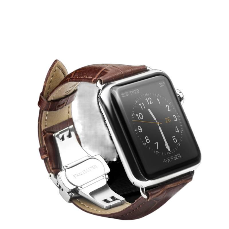 سوار ساعة ذكية سوار نايلون حلقي متوافق مع Apple Watch 38/40/41/42/44/45/49mm بملاءمة قابلة للتعديل وحزام بديل باللون بني قابل للتعديل - Image 1