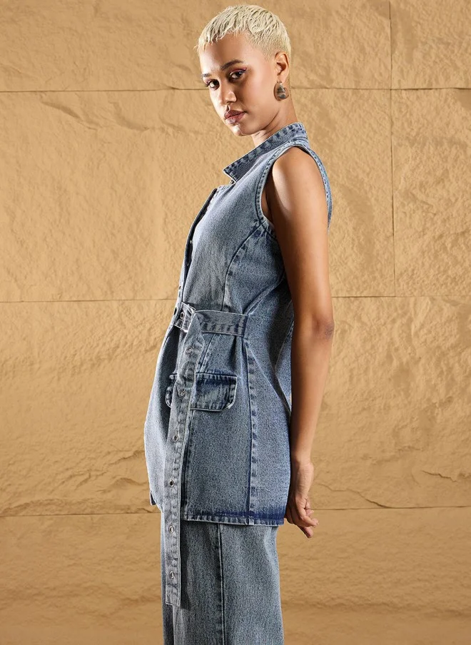 ساسافراس Denim Jacket for Women with Rivets