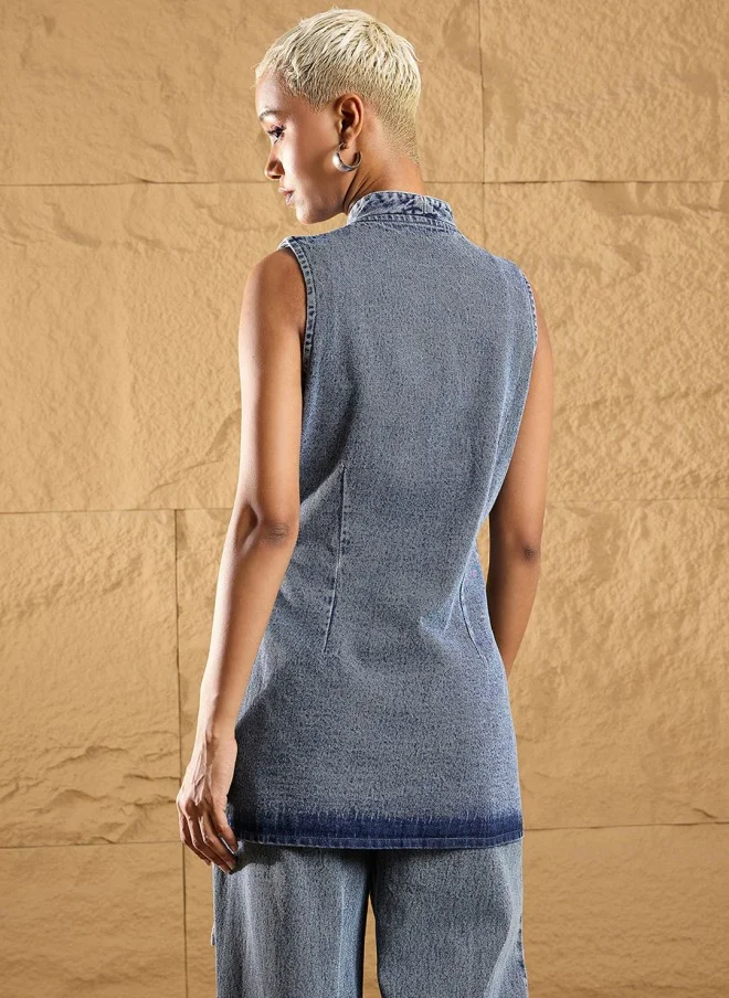 ساسافراس Denim Jacket for Women with Rivets