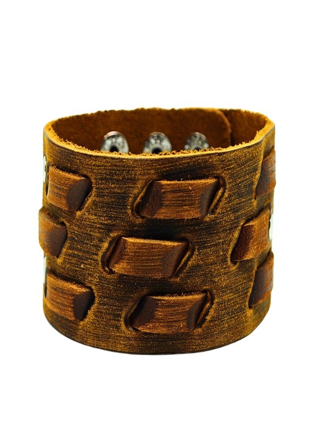 THE MEN THING ROUGH TERRAIN - 40.2mm Brown Genuine Leather Adjustable Bracelet for Men & Boys (7.8-8.6-9.2 inch) - Image 1