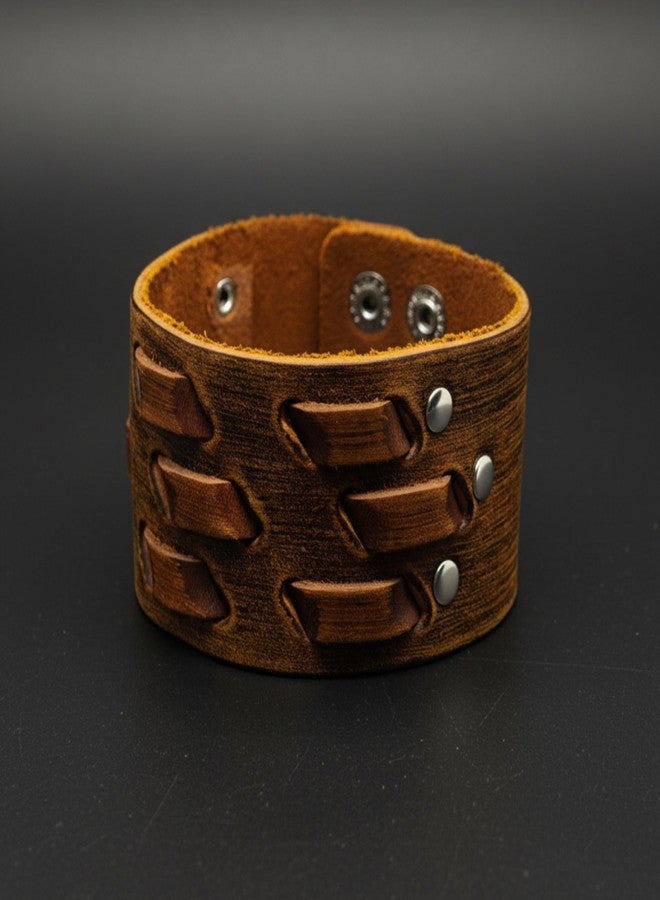 THE MEN THING ROUGH TERRAIN - 40.2mm Brown Genuine Leather Adjustable Bracelet for Men & Boys (7.8-8.6-9.2 inch) - Image 5