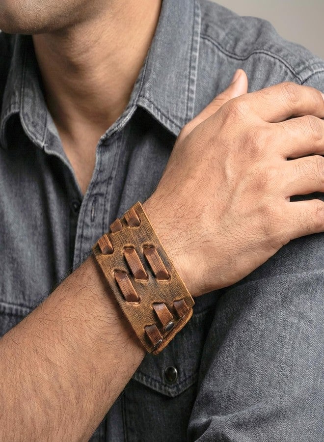 THE MEN THING ROUGH TERRAIN - 40.2mm Brown Genuine Leather Adjustable Bracelet for Men & Boys (7.8-8.6-9.2 inch) - Image 2