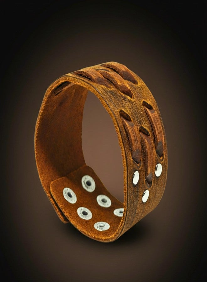 THE MEN THING ROUGH TERRAIN - 40.2mm Brown Genuine Leather Adjustable Bracelet for Men & Boys (7.8-8.6-9.2 inch) - Image 4