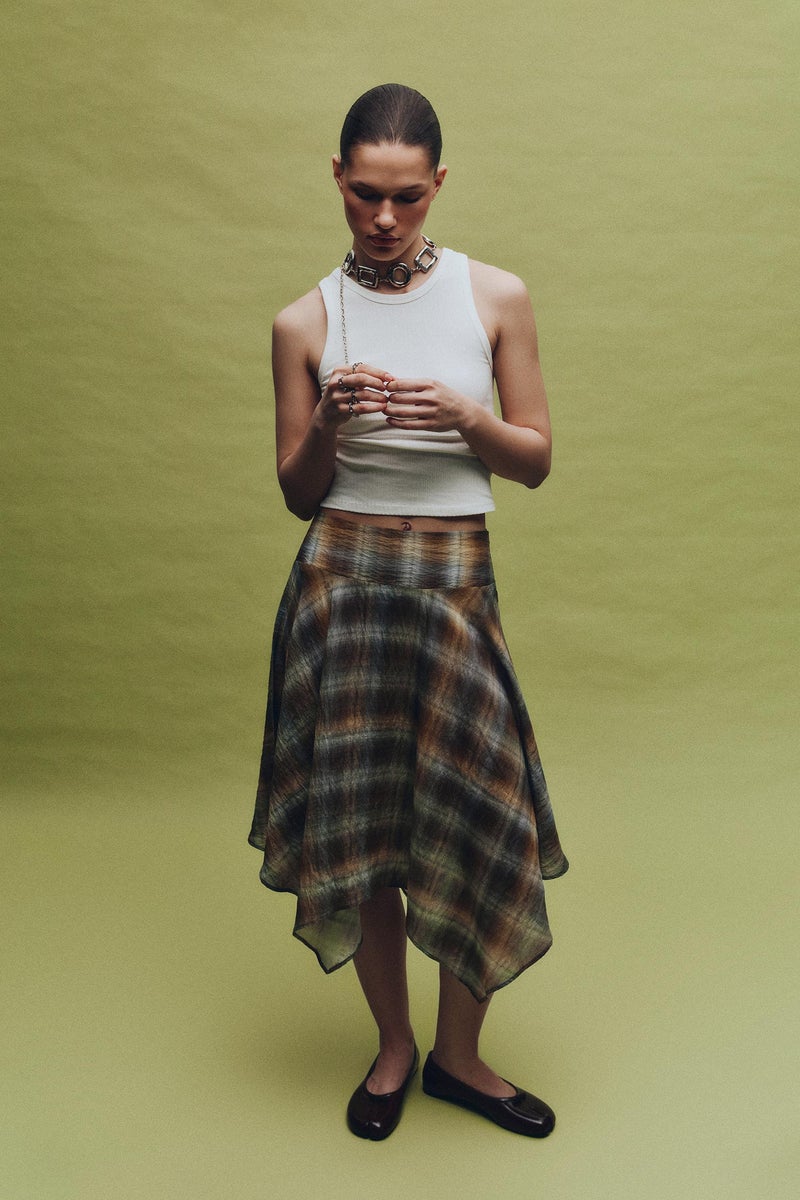 DeFacto Green Woman Printed Regular Waist Modal Mini Skirt Casual - Image 1