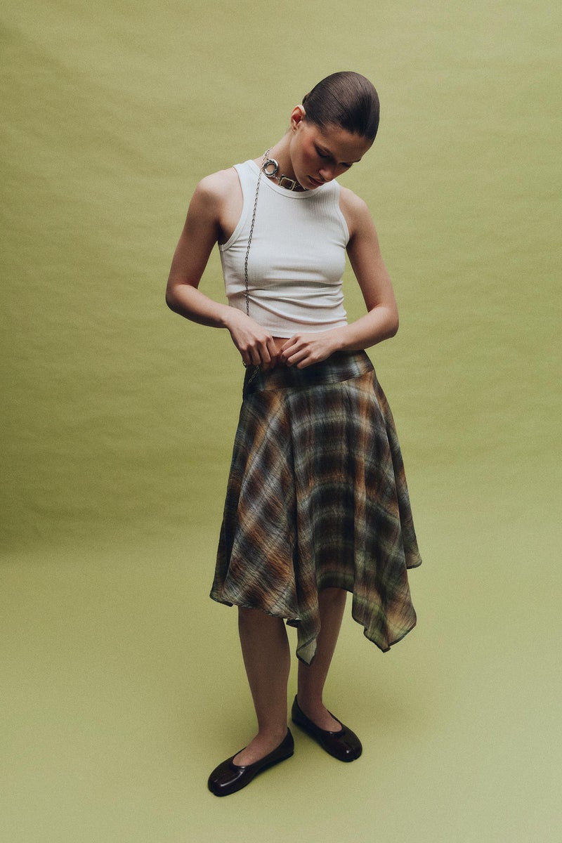 DeFacto Green Woman Printed Regular Waist Modal Mini Skirt Casual - Image 2