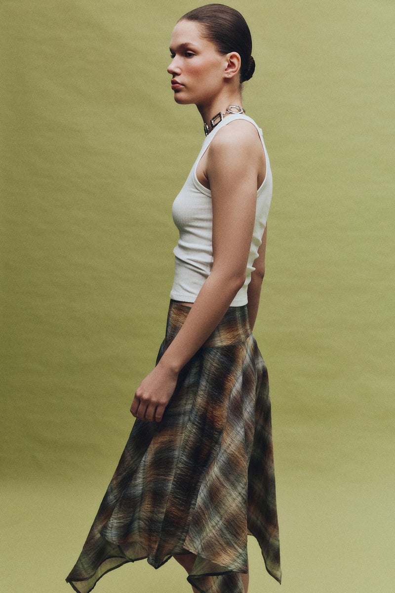 DeFacto Green Woman Printed Regular Waist Modal Mini Skirt Casual - Image 4