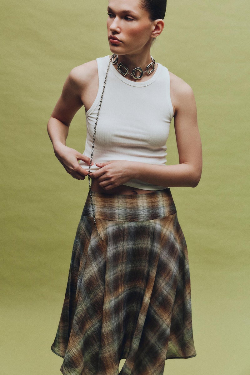 DeFacto Green Woman Printed Regular Waist Modal Mini Skirt Casual - Image 3