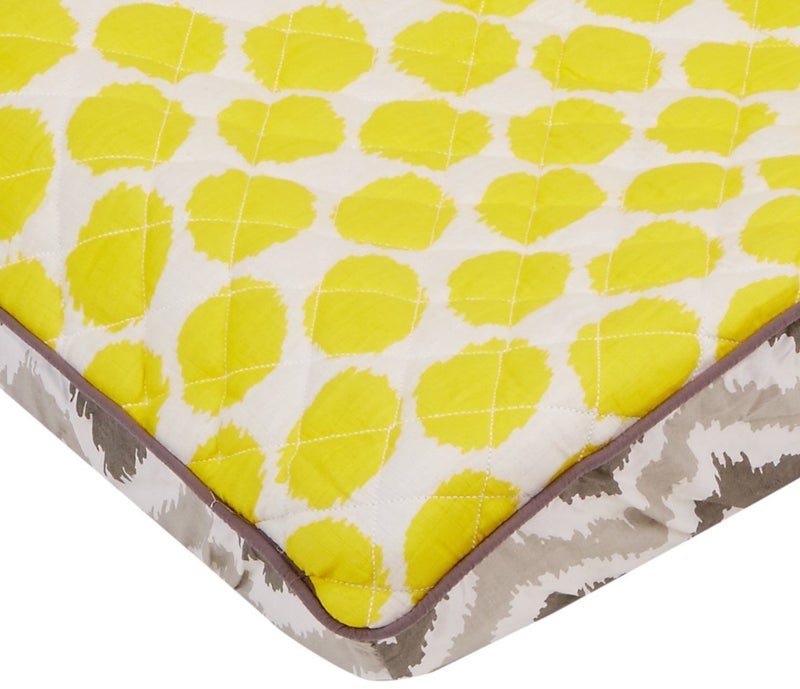 Bacati Ikat Zigzag Grey & Muslin Yellow Dots Changing Pad Cover - Image 3