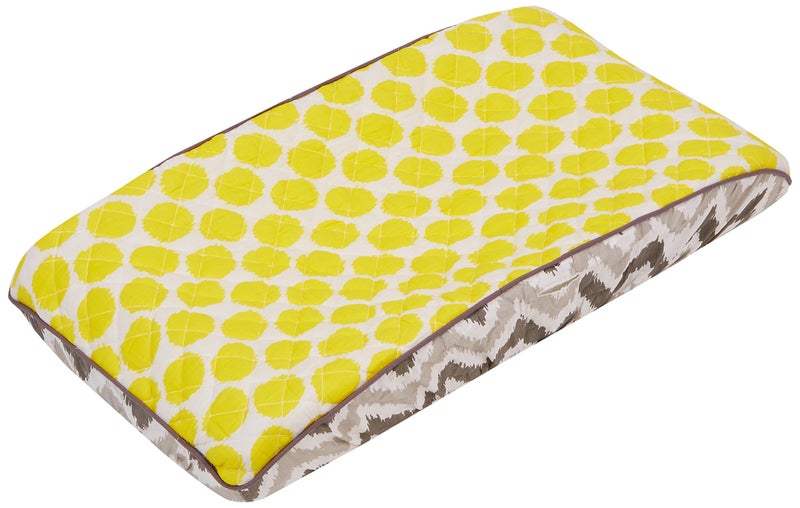 Bacati Ikat Zigzag Grey & Muslin Yellow Dots Changing Pad Cover - Image 5