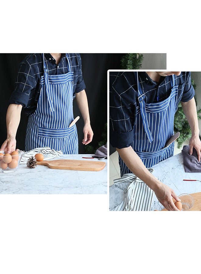 Deo King Striped Kitchen Apron With Adjustable Neck Strap Blue 57x82cm - Image 3