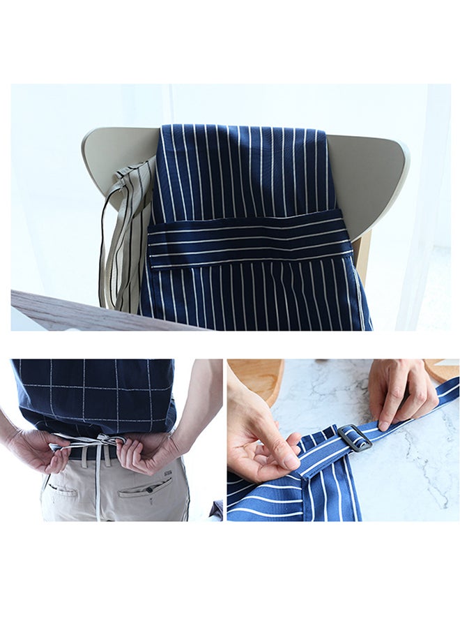 Deo King Striped Kitchen Apron With Adjustable Neck Strap Blue 57x82cm - Image 5