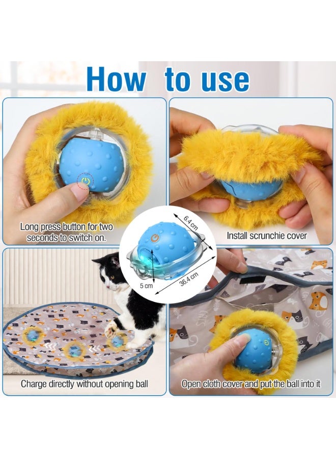 Automatic Cat Toys Ball，Rechargeable Interactive Cat Ball With Combining Cloth - Smart Motion Activate Electric LED Light For Indoor Cats Automatic - Image 4
