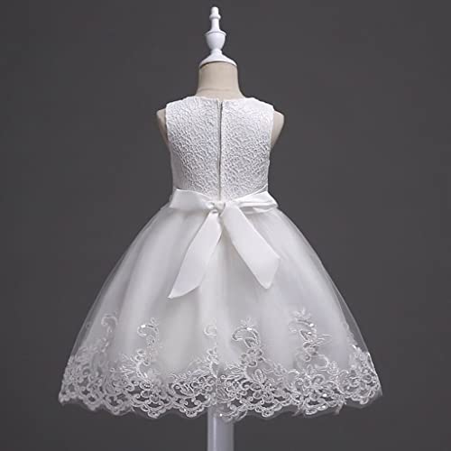 DreamHigh Flower Girl's Floral-Embroidered Pearl Embellished Evening Dress Up White - 4Y - Image 4