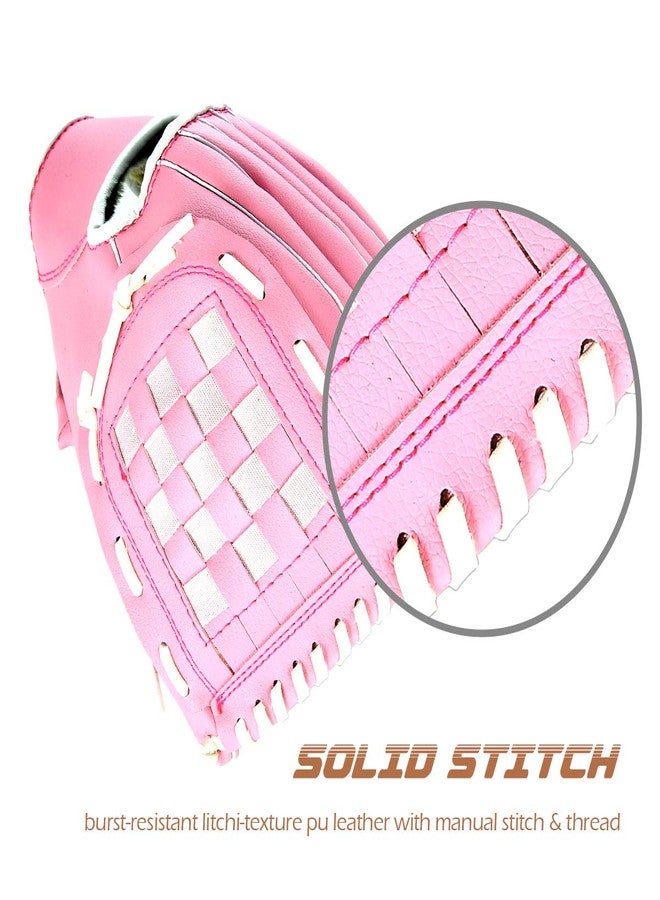 GROOFOO Baseball Glove and Ball for Kids/Youth/Adults Softball Teeball Training, Left Hand Glove with Soft Ball Set- 9.5" Pink - Image 3