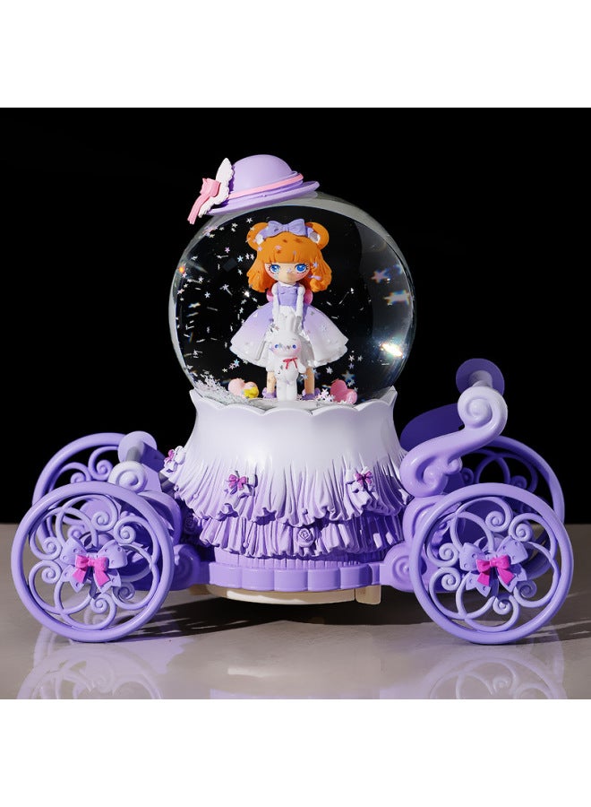 Lolita Princess Cartoon Carriage Crystal Ball Music Box Music Box Snow Light Toys Holiday Gifts Wholesale-Color:Lolita Princess Purple-Dimensions:Large Internal Rotation + Music Loop Automatic Snow Light  - Image 1