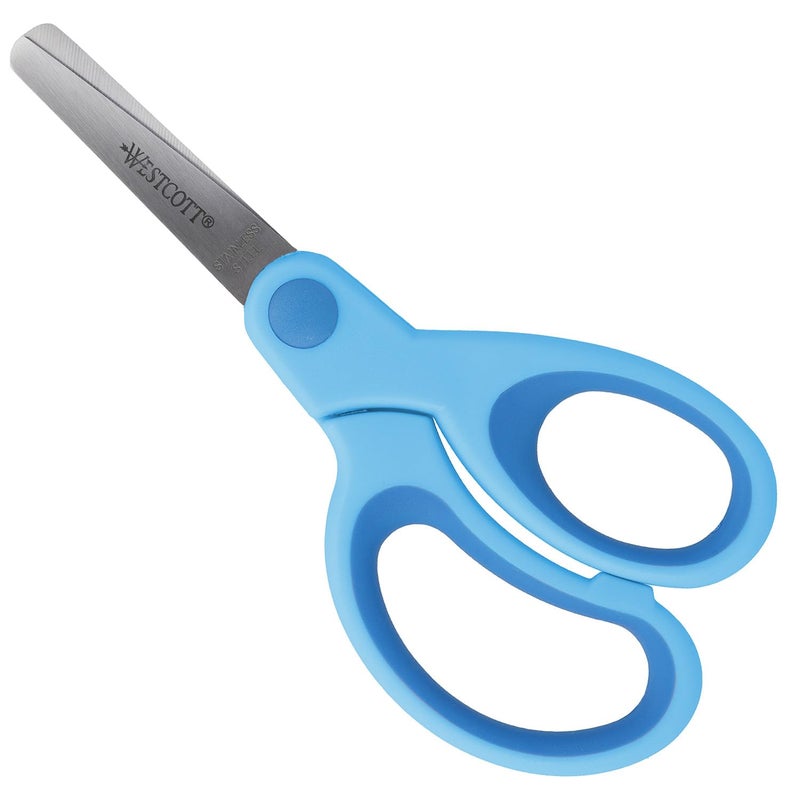 Westcott Softgrip Childrens Scissors Blue RightHanded Ergonomic Handle for preschoolers 13 cm 5 Ideal for Childrens Hands Rounded tip E21581 00 - Image 2