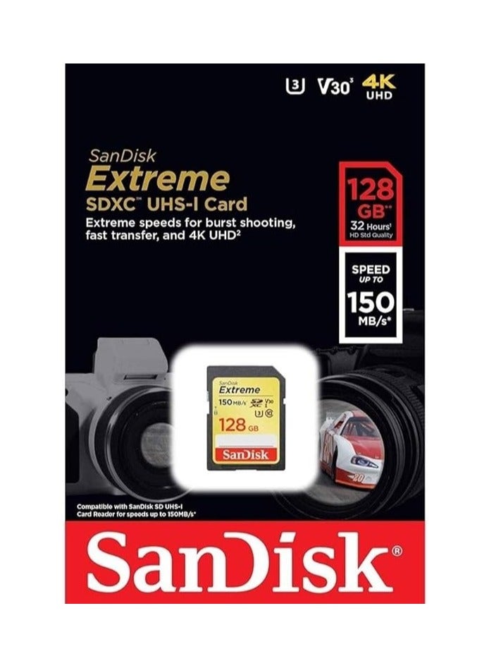 sandisk Extreme Sdxc Card 150 Mb/S V30 Uhs-I U3 - Sdsdxv5-128G-Gncin - Image 1