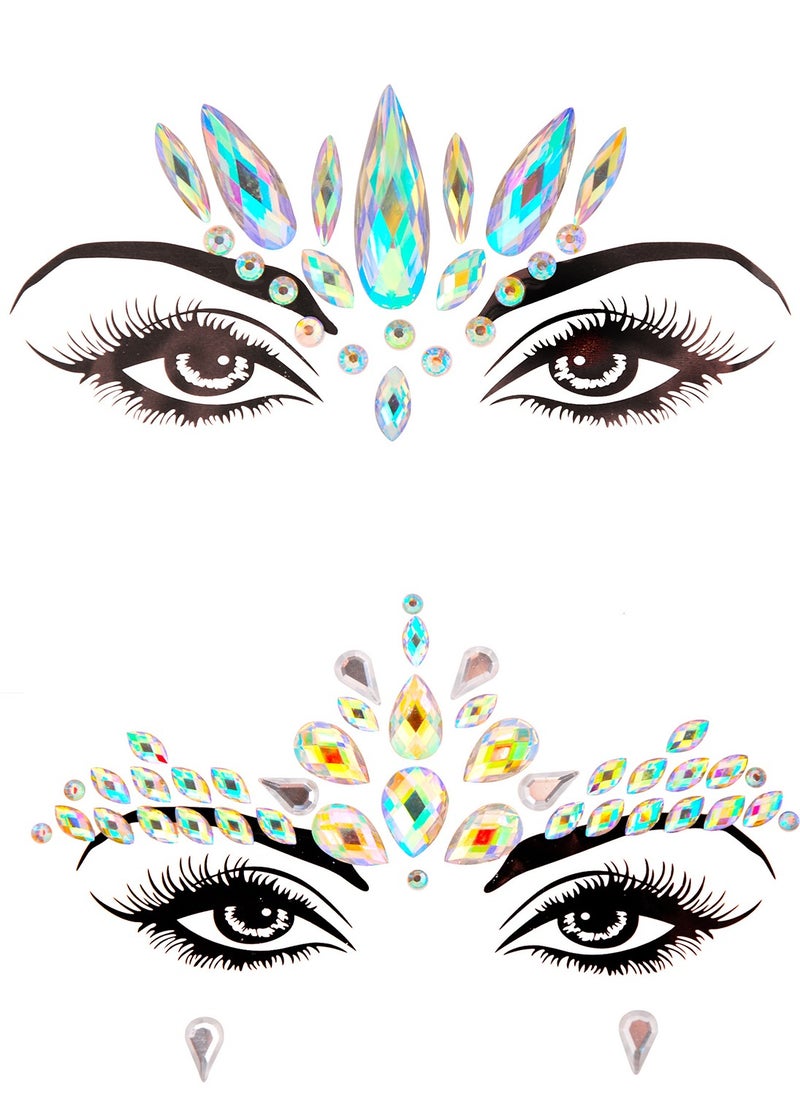 Generic Iridescent Tears Face Gems Temporary Tattoo Sticker  - Image 1