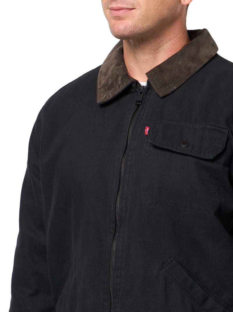 Levi's Men's Cotton Field Jacket With Corduroy Collar, Black Quilt Lined, Small - Image 3