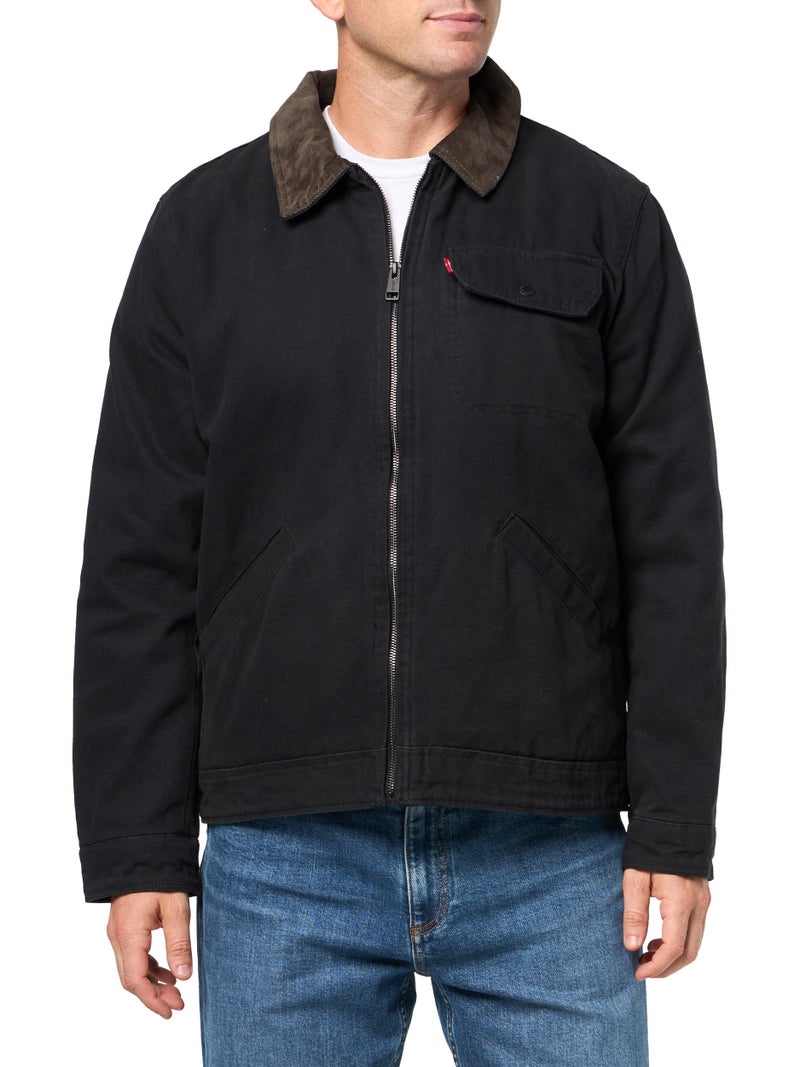 Levi's Men's Cotton Field Jacket With Corduroy Collar, Black Quilt Lined, Small - Image 1