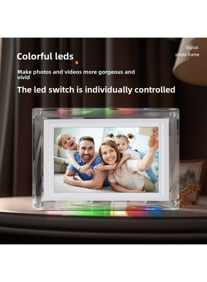 5 Inch 7 Inch Acrylic Digital Photo Frame Good-looking Durable Birthday Gift Confession Blessing Wish LED Lights Colorful Lights-Color:7inch Crystal Photo Frame-4gb Memory-2000 Mah Battery-resolution 1024*600ips  - Image 2