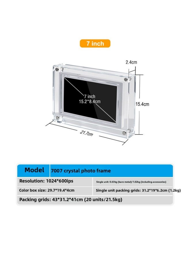 5 Inch 7 Inch Acrylic Digital Photo Frame Good-looking Durable Birthday Gift Confession Blessing Wish LED Lights Colorful Lights-Color:7inch Crystal Photo Frame-4gb Memory-2000 Mah Battery-resolution 1024*600ips  - Image 1