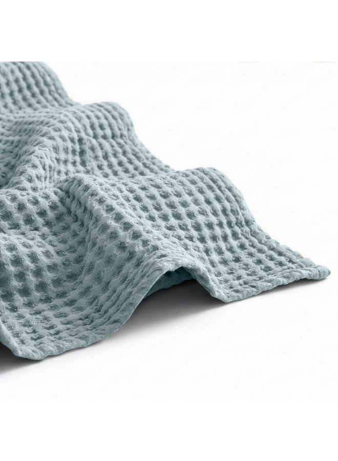 Relax Egyptian cotton Waffle throw blanket,ultra-soft & lightweight with an elegant woven design ,king size 255x225 cm ,Aqua Color - Image 4