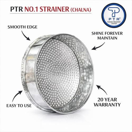 PTR Pure Iron Smooth Edge Wheat Strainer Chalni 9 x 3 Inch Heavy Duty Gehu Chalna for Rice Grains Spices Lentils Churma Multi Use Food Grade Kitchen Essential - Image 2